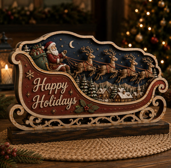 Happy Holidays Santa Sleigh